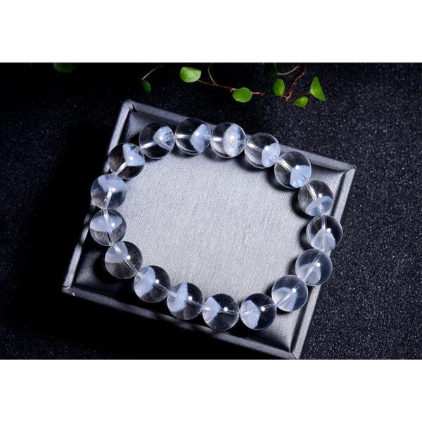 8mm - 12mm round shape genuine natural white phantom quartz beaded bracelet - Image 5