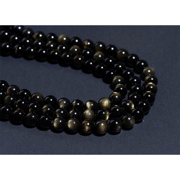 6mm - 16mm whole strand round shape golden light genuine natural obsidian bead - Image 5