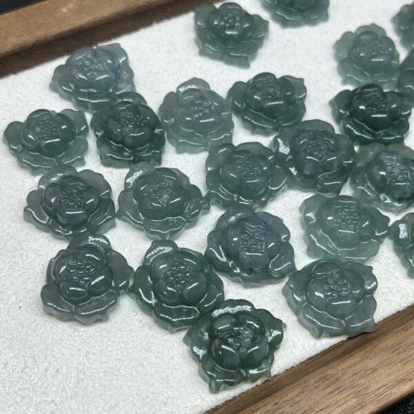 lotus flower shape genuine natural blue green jadeite charm, jade bead - Image 5