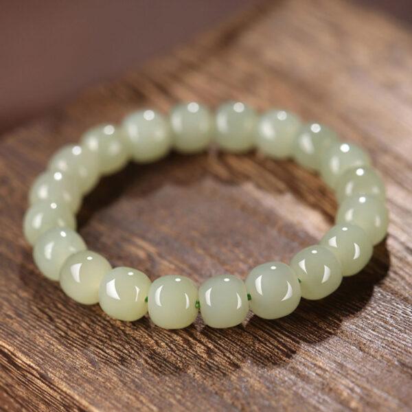 drum shape best quality natural Nephrite jade beaded bracelet - Image 5