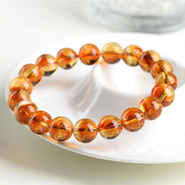 6mm - 12mm round shape 7A orange yellow natural Brazilian citrine beaded bracelet - Image 5