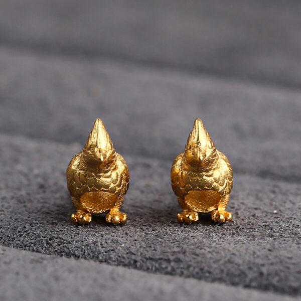cute bird shape gild s925 sterling silver bead, golden ring bead - Image 5