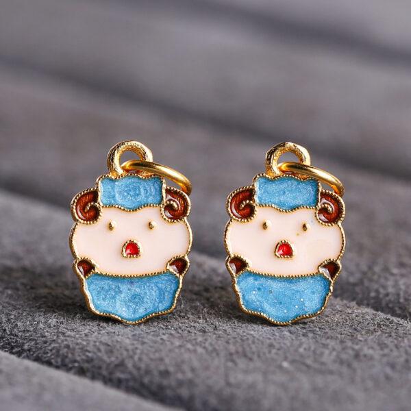 cute sheep shape gild sterling silver charm bead, colorful enamel sheep charm - Image 5