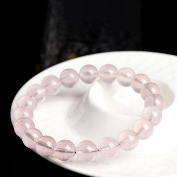 6mm - 14mm round shape star light natural Mozambique rose quartz beaded bracelet - Image 5