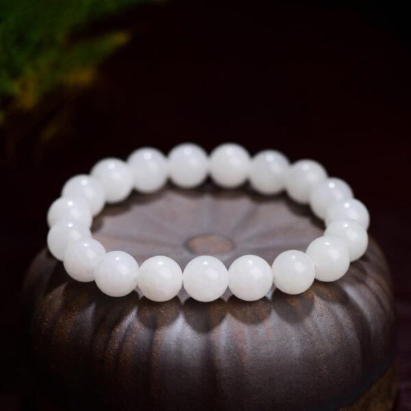 6mm - 11mm round and drum shape natural nephrite jade beaded bracelet - Image 6