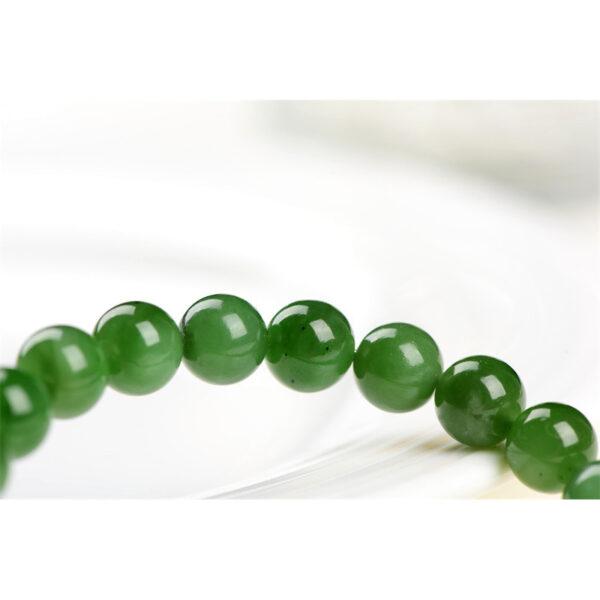 4mm - 12mm round shape natural green nephrite jade beaded bracelet - Image 3