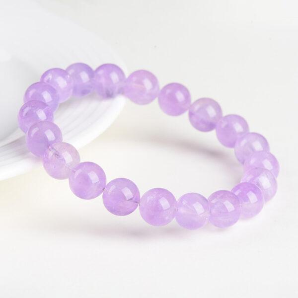 6 - 14mm round shape genuine natural lavender amethyst beaded bracelet - Image 6