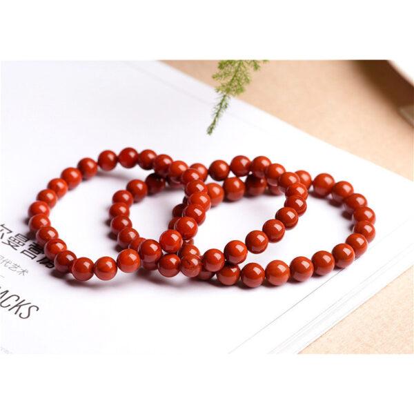 4mm - 12mm round shape solid red color natural agate beaded bracelet - Image 6