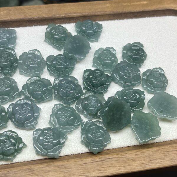 lotus flower shape genuine natural blue green jadeite charm, jade bead - Image 6