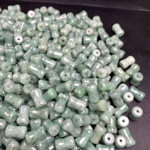 drum shape genuine natural oily green jadeite bead, jade bead - Image 6