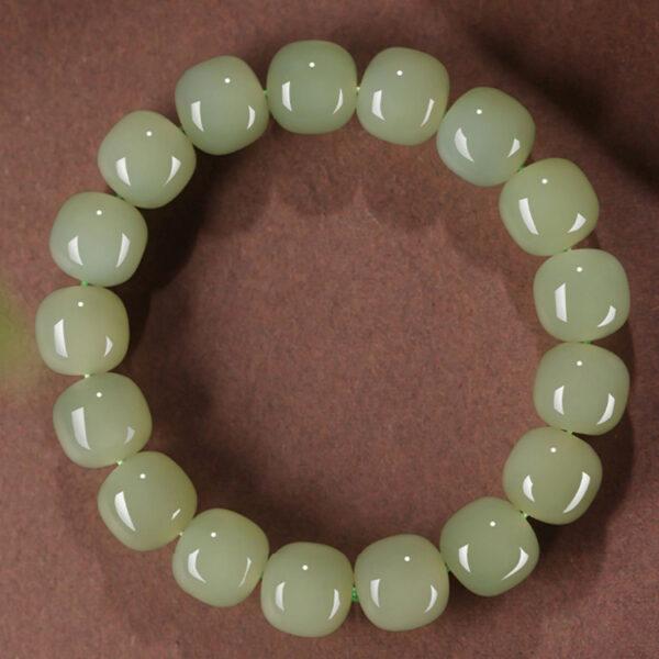 drum shape best quality natural Nephrite jade beaded bracelet - Image 6