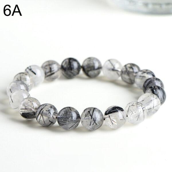 4 - 10mm round shape 7A genuine natural black rutilated quartz beaded bracelet - Image 5