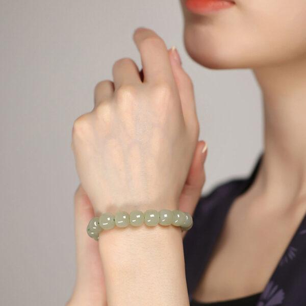 drum shape best quality natural Nephrite jade beaded bracelet - Image 7
