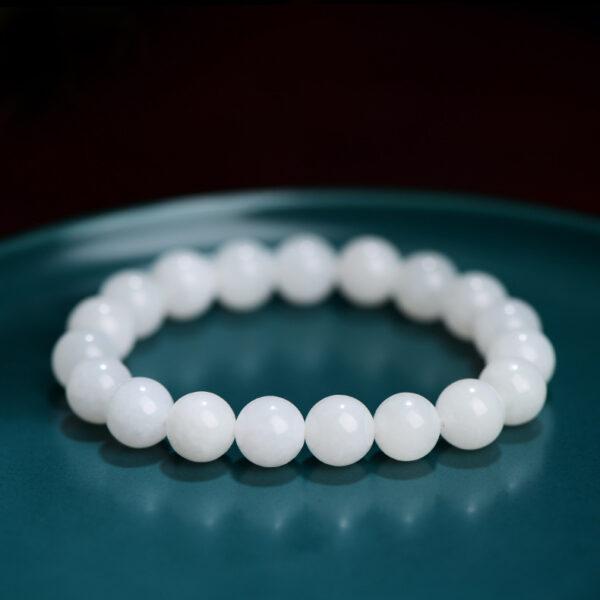6mm - 11mm round and drum shape natural nephrite jade beaded bracelet - Image 7