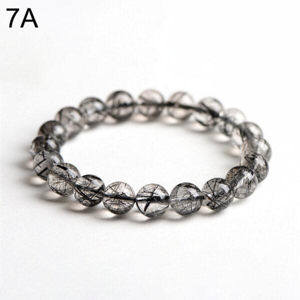 4 - 10mm round shape 7A genuine natural black rutilated quartz beaded bracelet - Image 6
