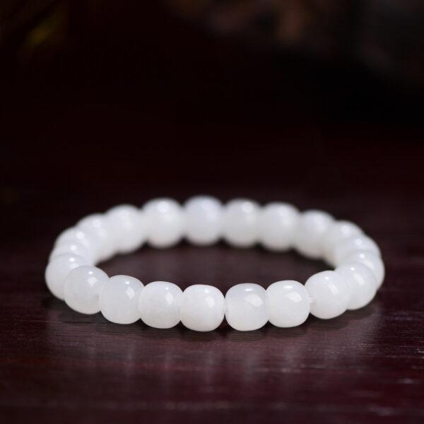 6mm - 11mm round and drum shape natural nephrite jade beaded bracelet - Image 8