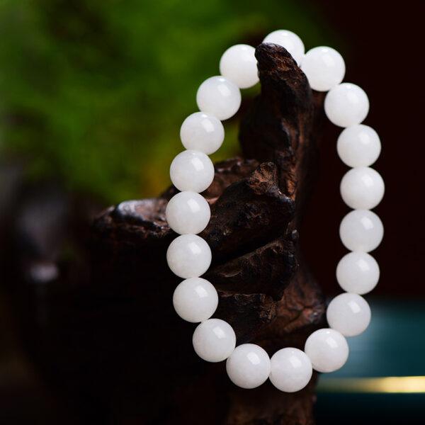 6mm - 11mm round and drum shape natural nephrite jade beaded bracelet - Image 9