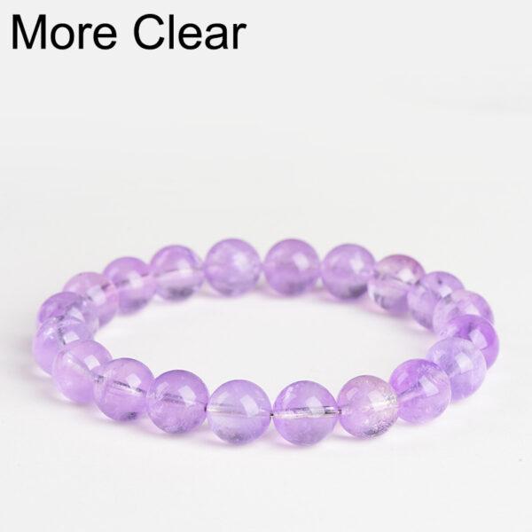 6 - 14mm round shape genuine natural lavender amethyst beaded bracelet - Image 7