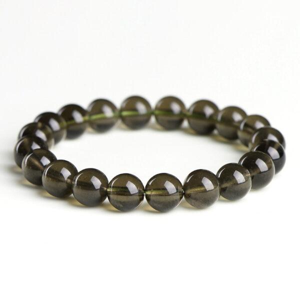 7 - 12mm facet surface round shape genuine natural green meteorite beaded bracelet