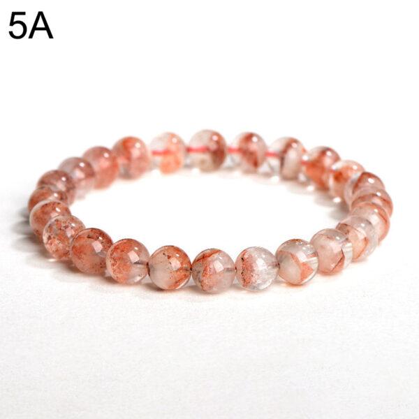 7 - 9mm round shape genuine natural red phantom quartz beaded bracelet - Image 5