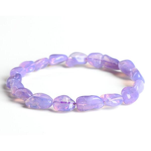 6 - 11mm irregular genuine natural hazy amethyst beaded bracelet