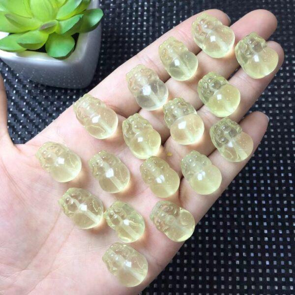 Pixiu shape genuine natural citrine bead, light yellow citrine animal bead