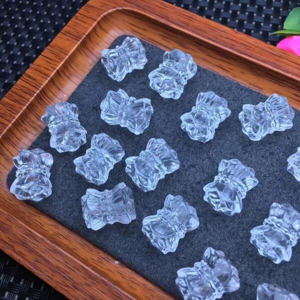 Twin Lotus shape genuine natural clear quartz bead, clear quartz flower bead