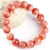 7A red inner cracks clear quartz bracelet, 7 - 12mm round shape beaded bracelet