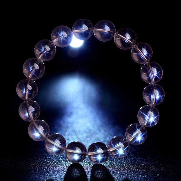 7mm - 14mm round shape genuine natural star light rose quartz beaded bracelet