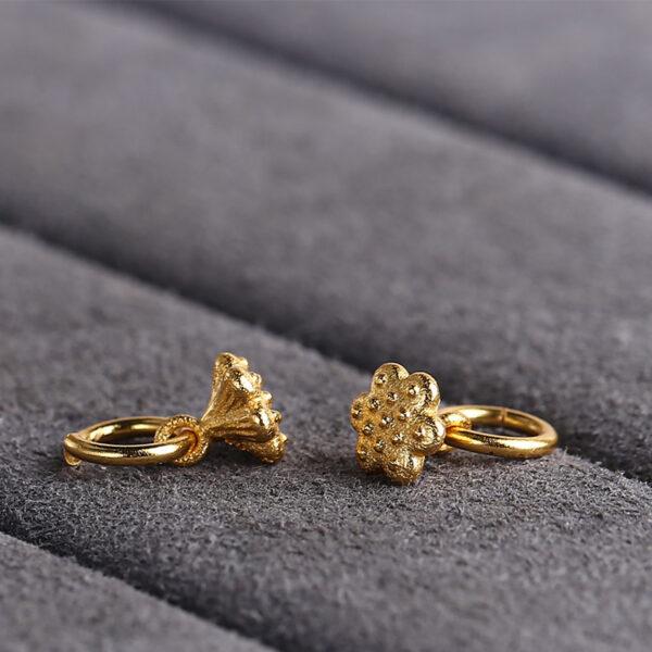 lotus flower shape s925 sterling silver charm, golden lotus bead