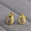 lotus flower shape s925 sterling silver charm, golden lotus bead