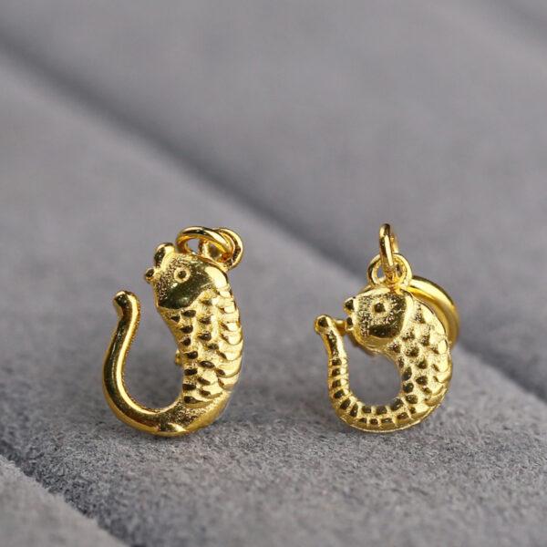 lotus flower shape s925 sterling silver charm, golden lotus bead