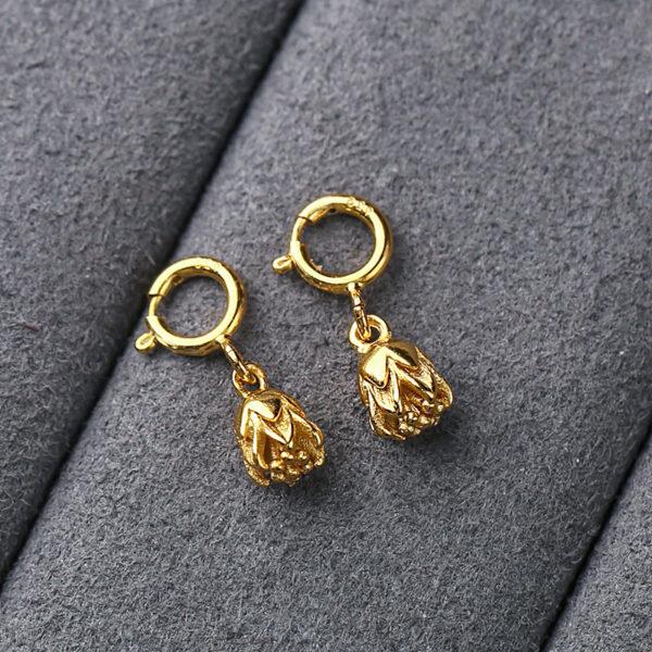lotus flower shape s925 sterling silver charm, golden lotus bead