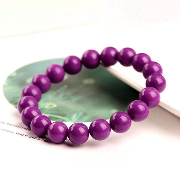 6mm - 14mm round shape genuine natural purple mica beaded bracelet