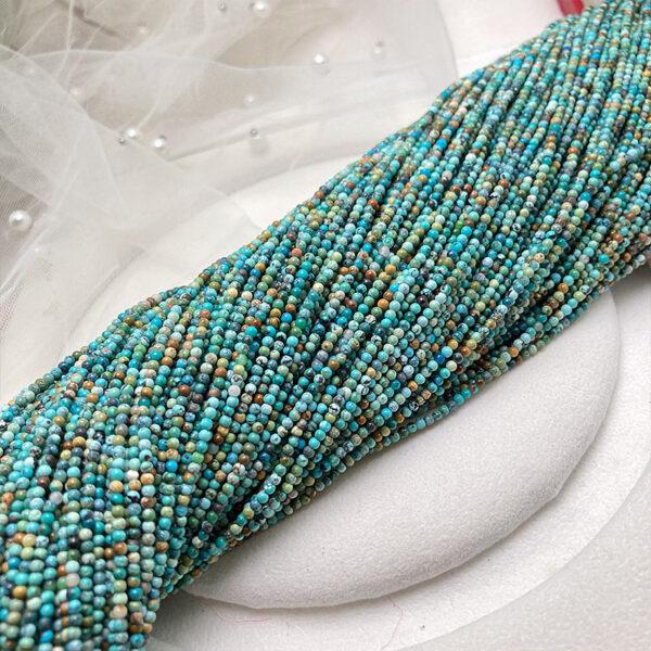 2mm - 3mm small size whole strand round shape genuine natural turquoise bead - Image 2