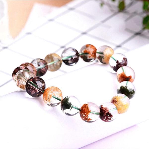 7mm - 8mm round shape genuine natural phantom quartz beaded bracelet