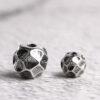 pits pattern round shape s925 sterling silver bead, oxidized silver bead