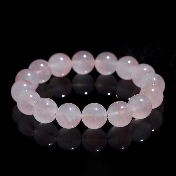11mm - 13mm round shape light pink genuine natural rose quartz beaded bracelet