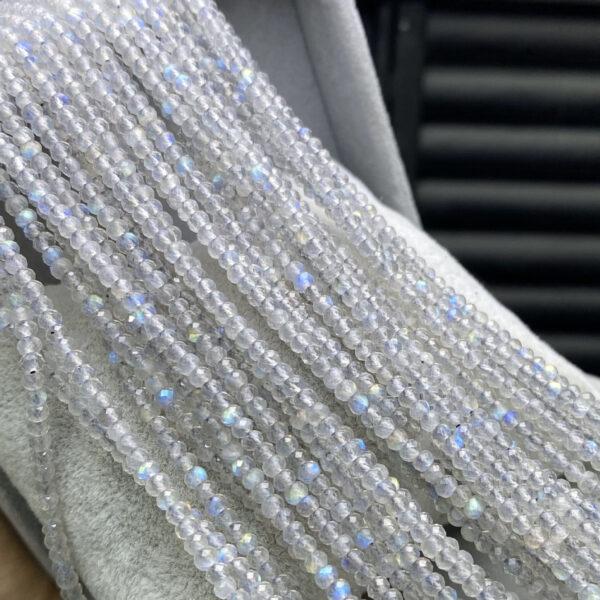 3mm small size whole strand facet surface round shape genuine natural moonstone bead