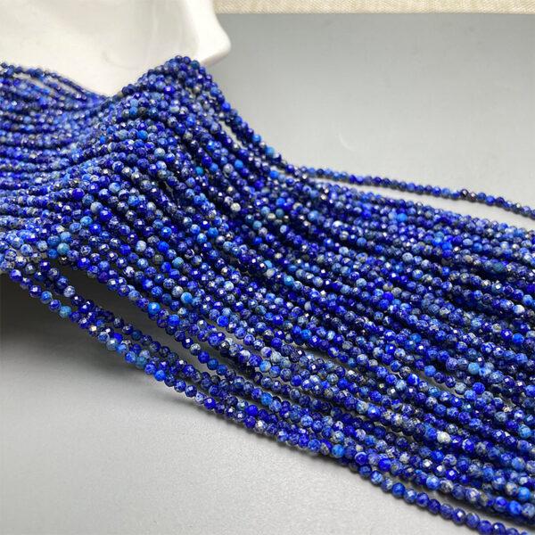 2mm small size whole strand facet surface round shape genuine natural lazurite bead