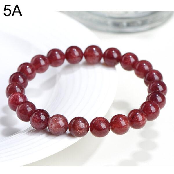 7 - 11mm round shape genuine natural strawberry quartz beaded bracelet - Image 5