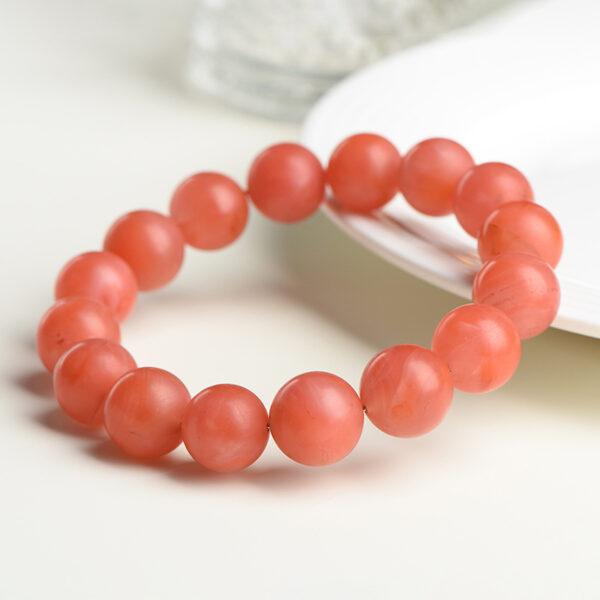 7 - 10mm round shape matte surface genuine natural orange red agate beaded bracelet - Image 2