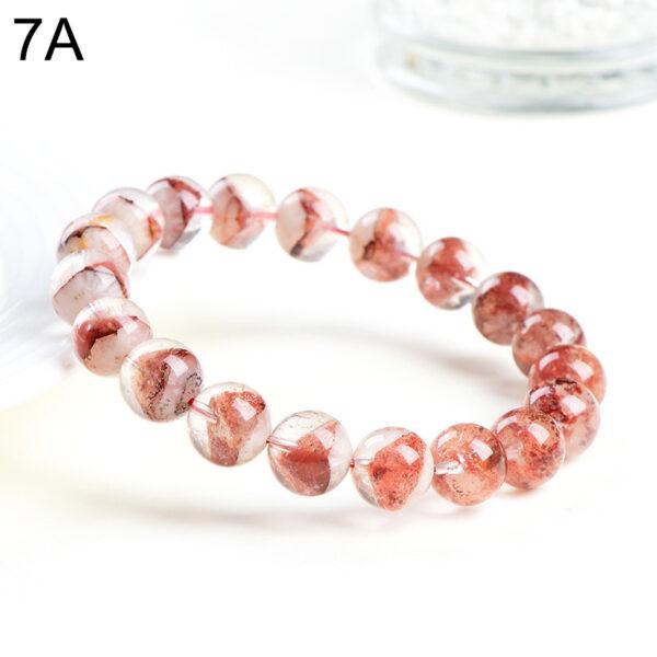 7 - 9mm round shape genuine natural red phantom quartz beaded bracelet - Image 2