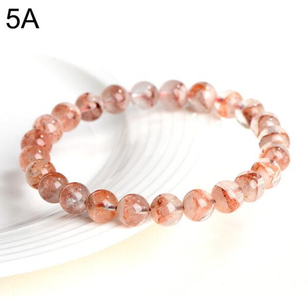 7 - 9mm round shape genuine natural red phantom quartz beaded bracelet - Image 6