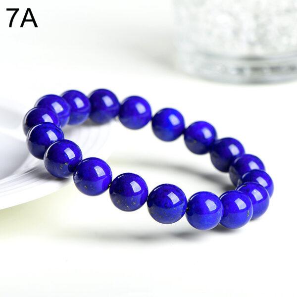 6 - 13mm round shape 7A genuine natural lapis lazuli beaded bracelet - Image 2