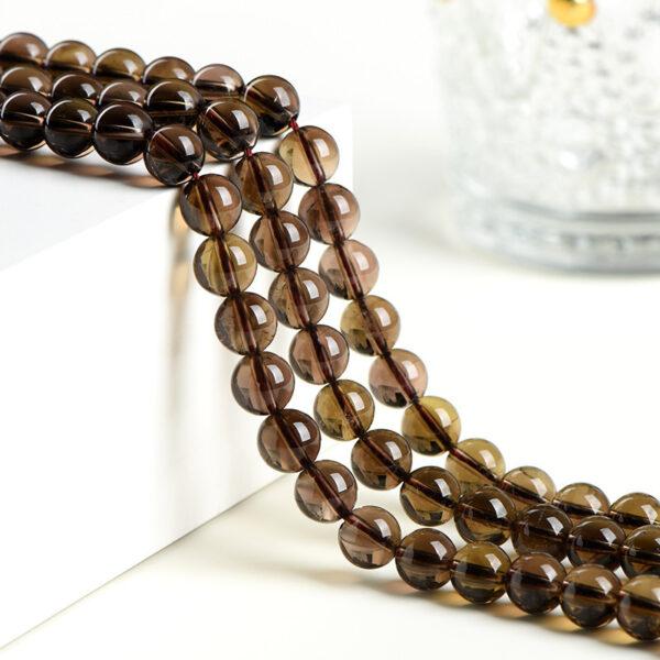 4mm - 14mm whole strand round shape genuine natural smoky quartz bead - Image 2