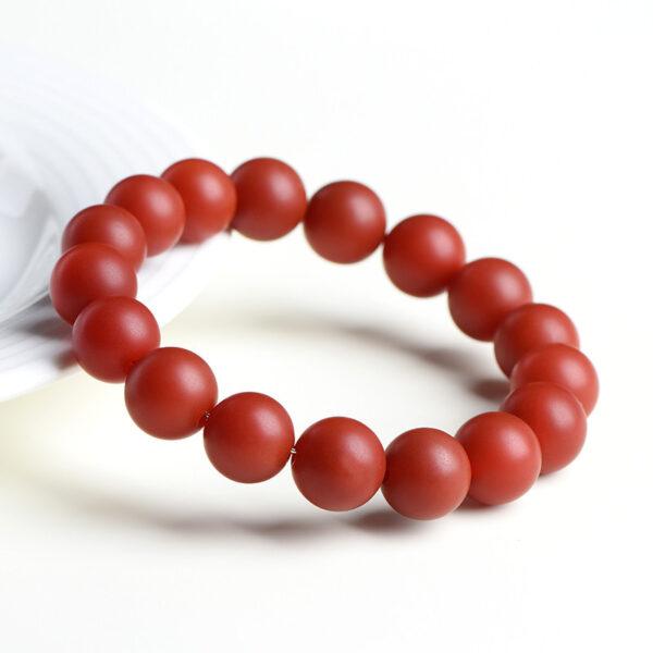 6 - 10mm round shape matte surface genuine natural red agate beaded bracelet - Image 2