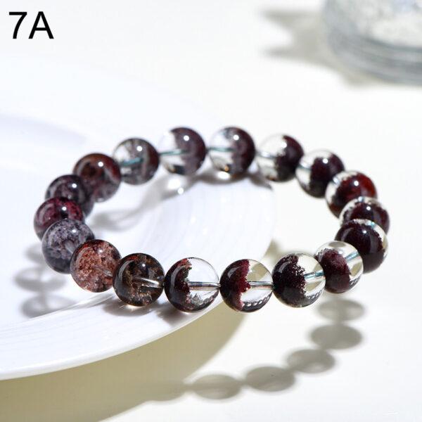6 - 9mm round shape genuine natural red phantom quartz beaded bracelet - Image 2