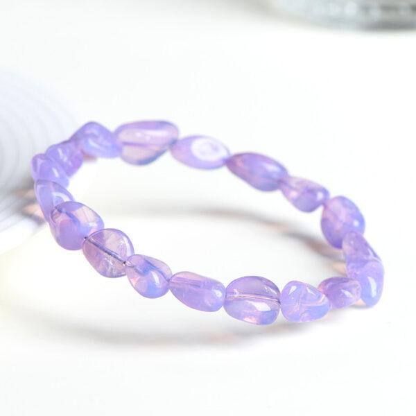 6 - 11mm irregular genuine natural hazy amethyst beaded bracelet - Image 2