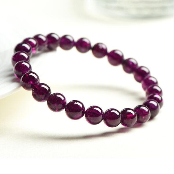 6 - 12mm round shape 5A genuine natural purple garnet beaded bracelet - Image 2
